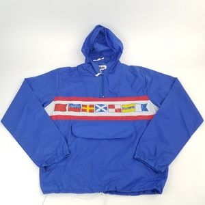 Vtg signal flags Blue Sail pullover Nylon Jacket